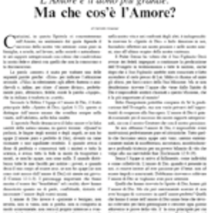 L'amore è il dono più grande. Ma che cos'è l'Amore?